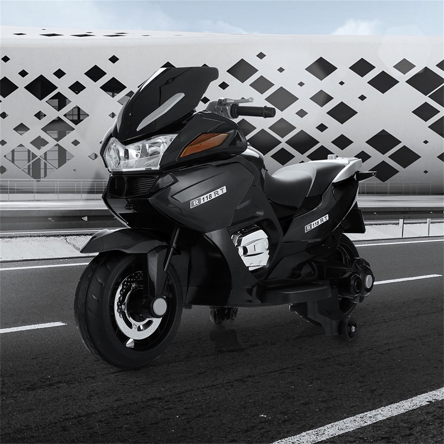 CIPACHO 12V Kids Ride On Police Motorcycle for Kids 3- 5, Battery Powered Electric Car with Training Wheel, Black