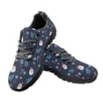 thumbnail image 2 of COEQINE Santa Claus Christmas Girls Sneakers Black Sole Xmas Tree Candy Cane Snowflake Dark Blue Breathable Mesh Lace Up Women Running Shoes for Travel Outdoor Training Athletic Sport, 2 of 7