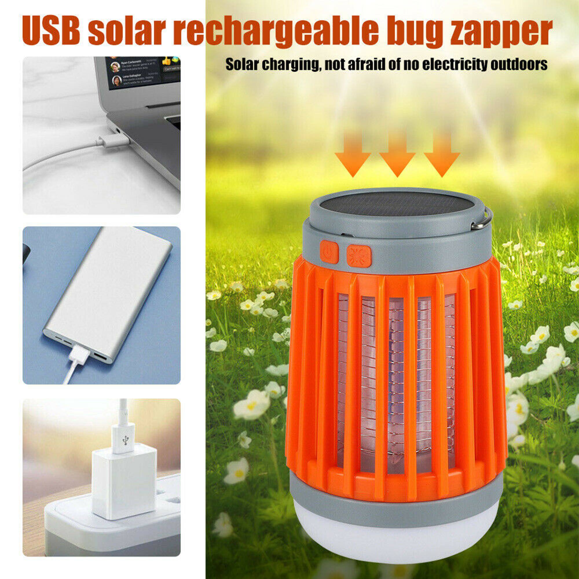 Aling Indoor & Outdoor Rechargeable Mosquito Killer Lamp, Orange