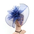 thumbnail image 6 of MRULIC headbands for women Fascinator Hat Flower Feather Mesh Kentucky Derby Tea Party Hairband for Women Blue + One size, 6 of 9