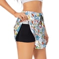thumbnail image 3 of Lsque Summer Stamp Printed Women's Running Shorts with Liner Pockets,Elastic Quick Dry Workout Athletic Gym Yoga Shorts,Womens High Waist Shorts-Large, 3 of 9