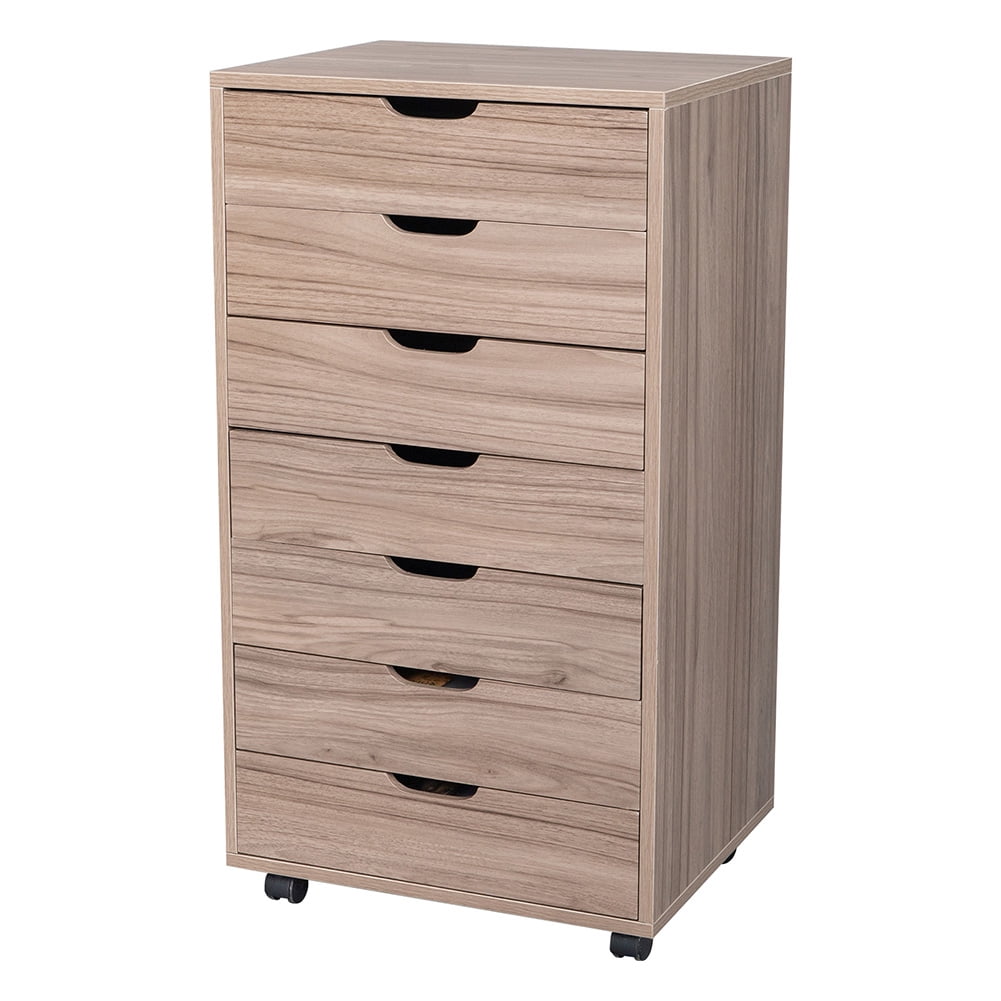 Kepooman File Cabinet, Wood Filing Cabinet with 7 Drawers, Mobile File Cabinet for Letter / Legal Size, Grey Oak Kepooman File Cabinet, Wood Filing Cabinet with 7 Drawers, Mobile File Cabinet for Letter / Legal Size, Grey Oak