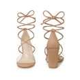 thumbnail image 4 of BLISSFUL STEP Sandales à Talon Bloc pour Femmes à Lacets à Bride Transparente Nude 6, 4 of 5