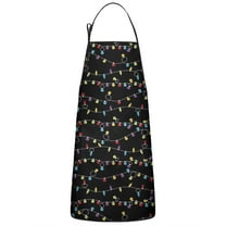 Multicolor Christmas Light Pattern Apron-Garden Aprons for Women with Pockets-Cotton Linen Waterproof Kitchen Cooking Gardening Aprons Adjustable for Kitchen,Cooking,BBQ and Salon 33"x27"
