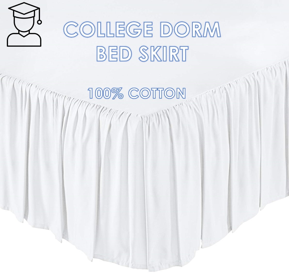 College Dorm Room Dust Ruffled Bed Skirt Extended Extra Long Bed Skirt, 100% Egyptian Cotton, 400-Thread-Count, 40-Inch Drop Extra Long Dorm Room Bed Skirt - Dark Grey, Twin XL - 39" x 80"