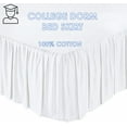 thumbnail image 2 of College Dorm Room Dust Ruffled Bed Skirt Extended Extra Long Bed Skirt, 100% Egyptian Cotton, 400-Thread-Count, 42-Inch Drop Extra Long Dorm Room Bed Skirt - White, Twin XL - 39" x 80", 2 of 6