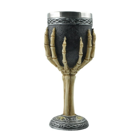 Horrible Resin Stainless Steel Skeletal Wine Goblet Skull Sacrifice Wine Chalice Cup Gothic Ossuary Halloween