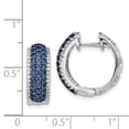 thumbnail image 2 of Real 14kt White Gold Diamond and Sapphire Hinged Hoop Earrings; for Adults and Teens; for Women and Men, 2 of 2