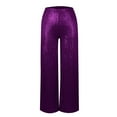 thumbnail image 4 of Kopltyrfg Sequin Pants Women Holiday Party Elastic Waist Sparkly Palazzo Trousers Carnival Evening Club Disco Straight Leg Glitter Bottom (Purple,L), 4 of 5