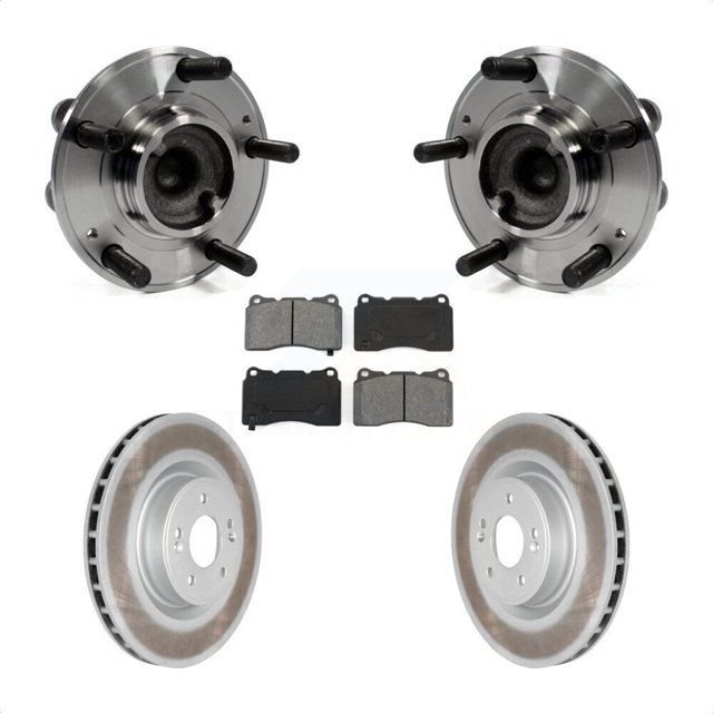 Transit Auto Front Hub Bearing Assembly Coated Disc Brake Rotors and Semi-Metallic Pads Kit for Car Hyundai Genesis Coupe KBB-104215