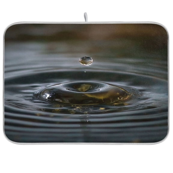 Iauyy Dish Drying Mat for Kitchen Counter, Super Absorbent & Hanging 16x18 / 18x24 Inch (S/M) Serene Pond