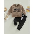 thumbnail image 2 of Fortune Autumn Toddler Boy Clothes Set Letter Print Sweatshirt+Solid Color Trousers, 2 of 9