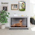 thumbnail image 3 of Arlopu Dog Crate Furniture, Indoor Side End Table, Modern Kennel for Dogs up to 70 lbs, Heavy Duty Dog Cage House with Removable Tray, Double Doors, 3 of 8