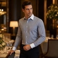 thumbnail image 4 of AZoiNM Men's French Cuff Dress Shirt Slim Fit Long Sleeve Business Casual Polyester, 4 of 14