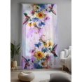 thumbnail image 2 of Sheer Curtains 96 Inches Long, Pink Purple Hummingbird Semi Sheer Curtains Light Filtering Window Treatment, Spring Oil Painting Sunflowers Privacy Voile Drapes for Living Room Bedroom 52x96 Inch, 2 of 7
