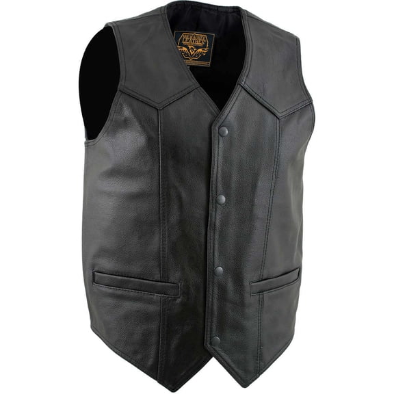 Milwaukee Leather Men's Black Western Style Leather Vest - LKM3778 Large