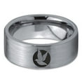 thumbnail image 2 of Tungsten Bird Flying Wings Aves Chordata Band Ring 8mm Men Women Comfort Fit Gray Flat Cut Brushed Polished, 2 of 4