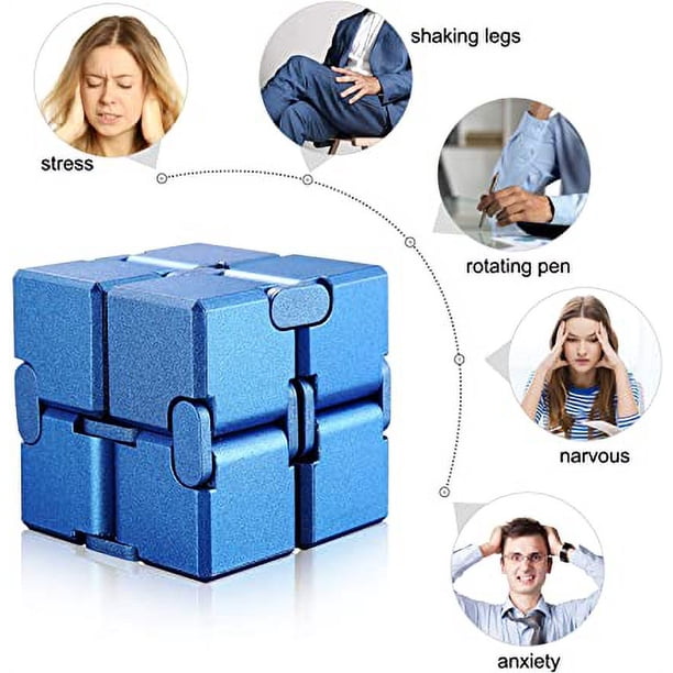 Cubo infinito azul, juguete de descompresión, juguete antiestrés para oficinistas, superficie de silicona.
