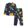 thumbnail image 2 of Junzan Space Print Womens Pajama Sets,Long Sleeve Button Down For Women Pjs 2 Piece, 2 of 9