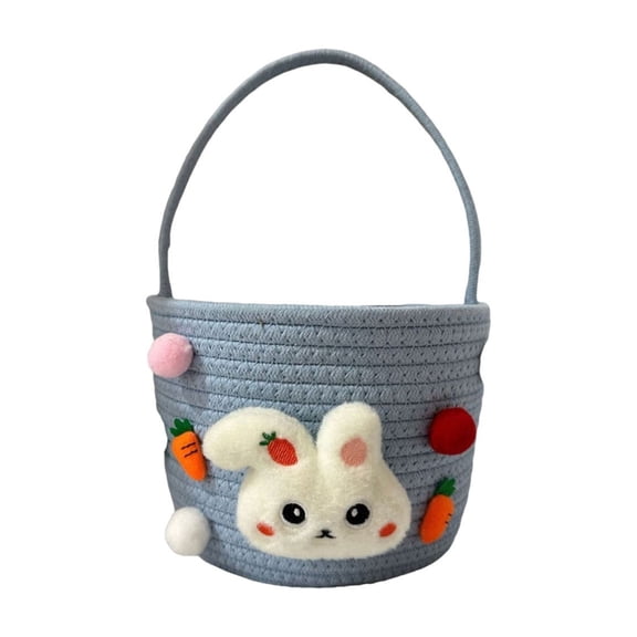 SCNOR Easter Basket Bunny Face Woven Storage Basket for Table Centerpiece Home Decor, Large 9x7x6 Inches for Egg Hunt, Toys, Snacks & Room Organization