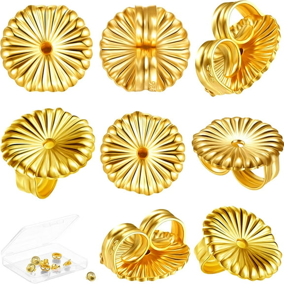8 Pieces Earring Backs for Droopy Ears Large Earring Backs for Studs Replacement Secure Earring Lifters for Heavy Earring (Gold,9 mm)