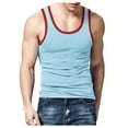 thumbnail image 2 of Mens Workout Tank Tops Casual Athletic Quick Dry Muscle Tops Sports Sleeveless Tee Shirts Summer Undershirt Vest Light Blue L, 2 of 9