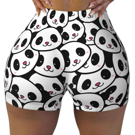 Workout Shorts Women  Cute Panda Face Biker Shorts for Women Running Gym Spandex Shorts Tummy Control