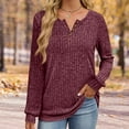 thumbnail image 4 of XPMWRP Knit Sweater Women V Neck Button Up Sweaters Jumpers Trendy Tunic Long Sleeve Pullover Tops Comfy Fall Clothes Wine XXL, 4 of 8