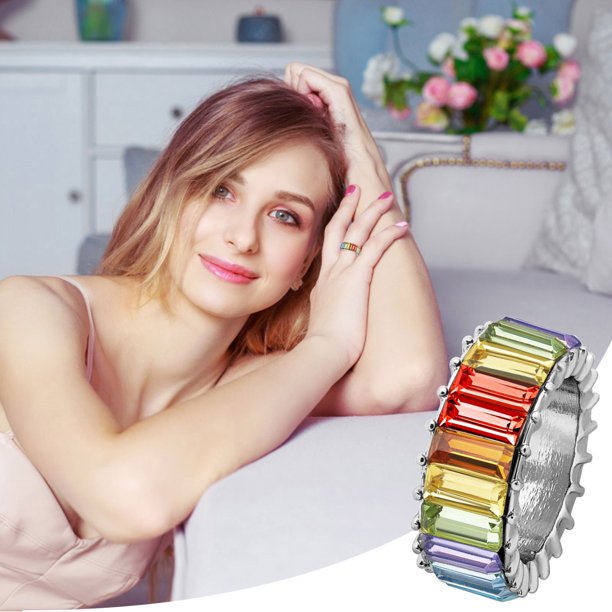 Anillo de diamantes a la moda para mujer, anillo geométrico con personalidad colorida, tamaño de joyería 5 Wmkox8yi sjalhkljlk2671