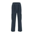 thumbnail image 5 of FUNUONY Wide Leg Pants Woman High Waisted Dress Work Pants Women Business Casual Trousers Slacks with Pockets Straight Tube Loose Temperament Corduroy Overalls Elastic Waist Pants Navy 3Xl, 5 of 6
