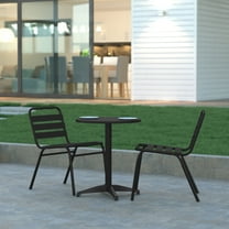 Emma   Oliver Black 23.5'' Round Metal Table with Base for Indoor and Outdoor Use