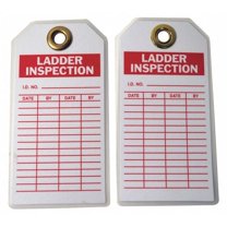 Tag, Ladder Inspection, Polyester, 3 in H x 5 3/4 in W, White, Rectangle, 10 PK