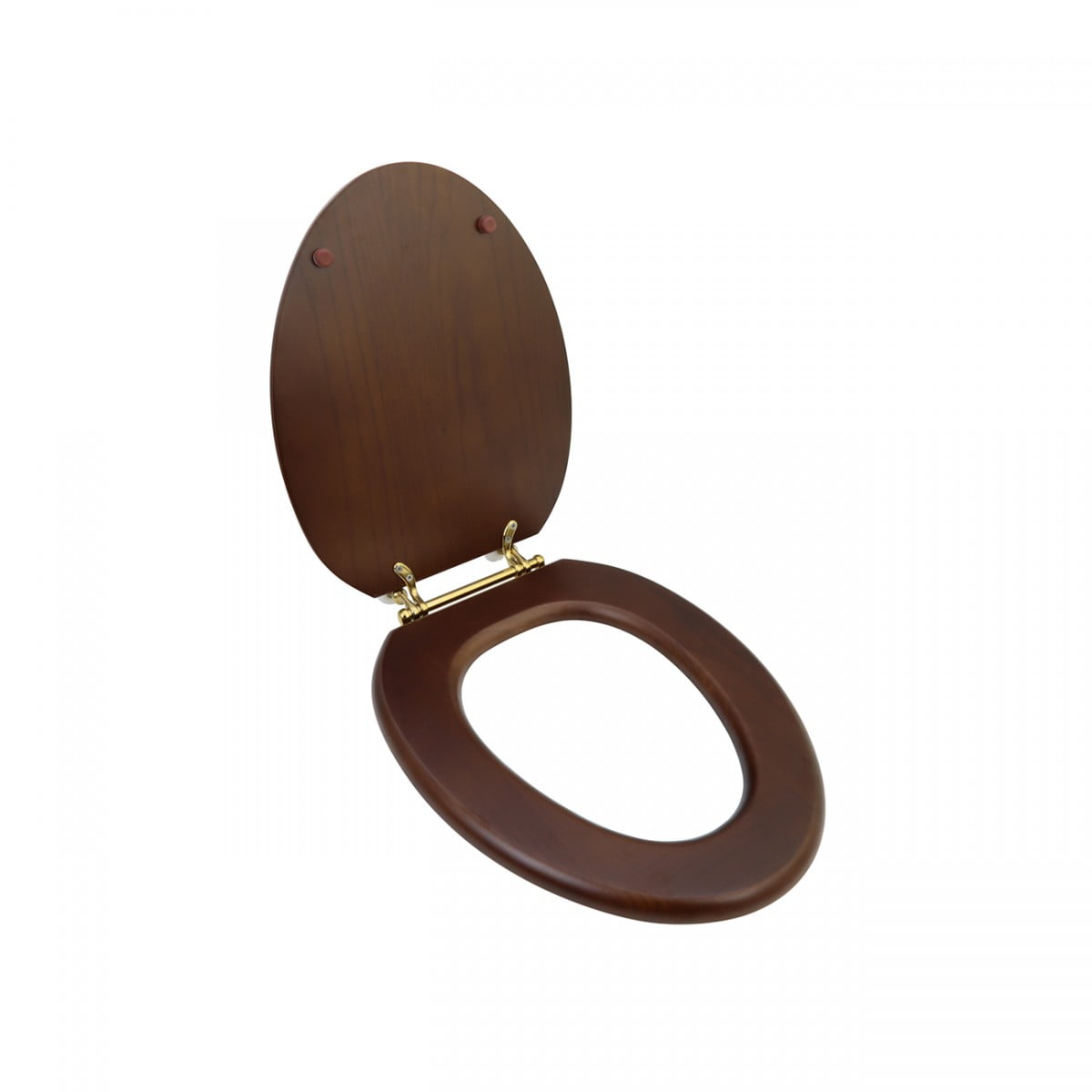 Renovators Supply Dark Oak Wooden Toilet Seat Elongated Toilet Seat w/Brass PVD Hinges and Non Slip Bumper