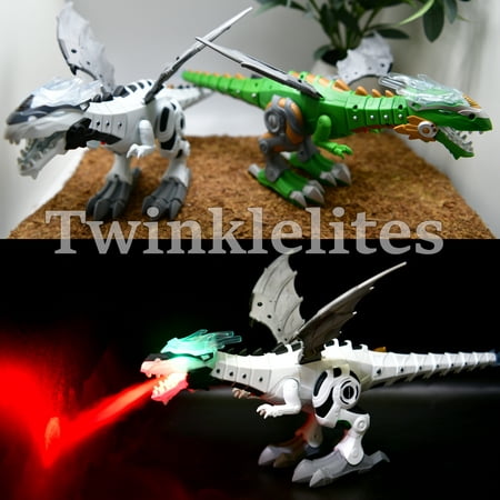 Fire Breathing Dragon Dinosaur Wings Kids Robot Toy Light Up Sounds LED Pterodactyl Dinosaurio