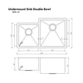 thumbnail image 6 of ZLINE 32 in. Jackson Undermount Double Bowl Kitchen Sink with Bottom Grid (SRDL-32), 6 of 7