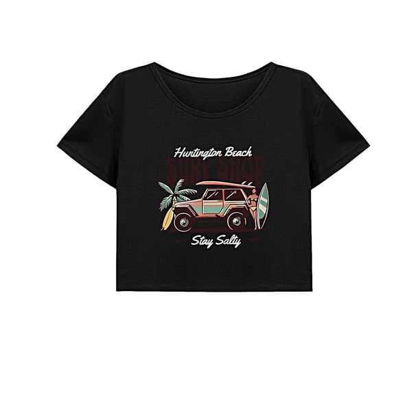 Camiseta corta de verano suave y moderna para mujer para viajes, trabajo, playa, oficina XL