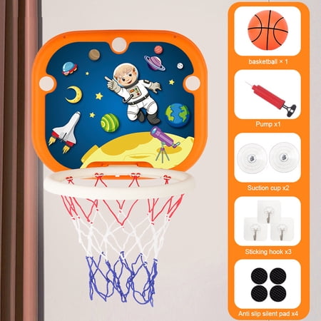 KYAIGUO Wall-Mounted Baby Basketball Board No Hole Punching Installation for 3+years Old(Orange)