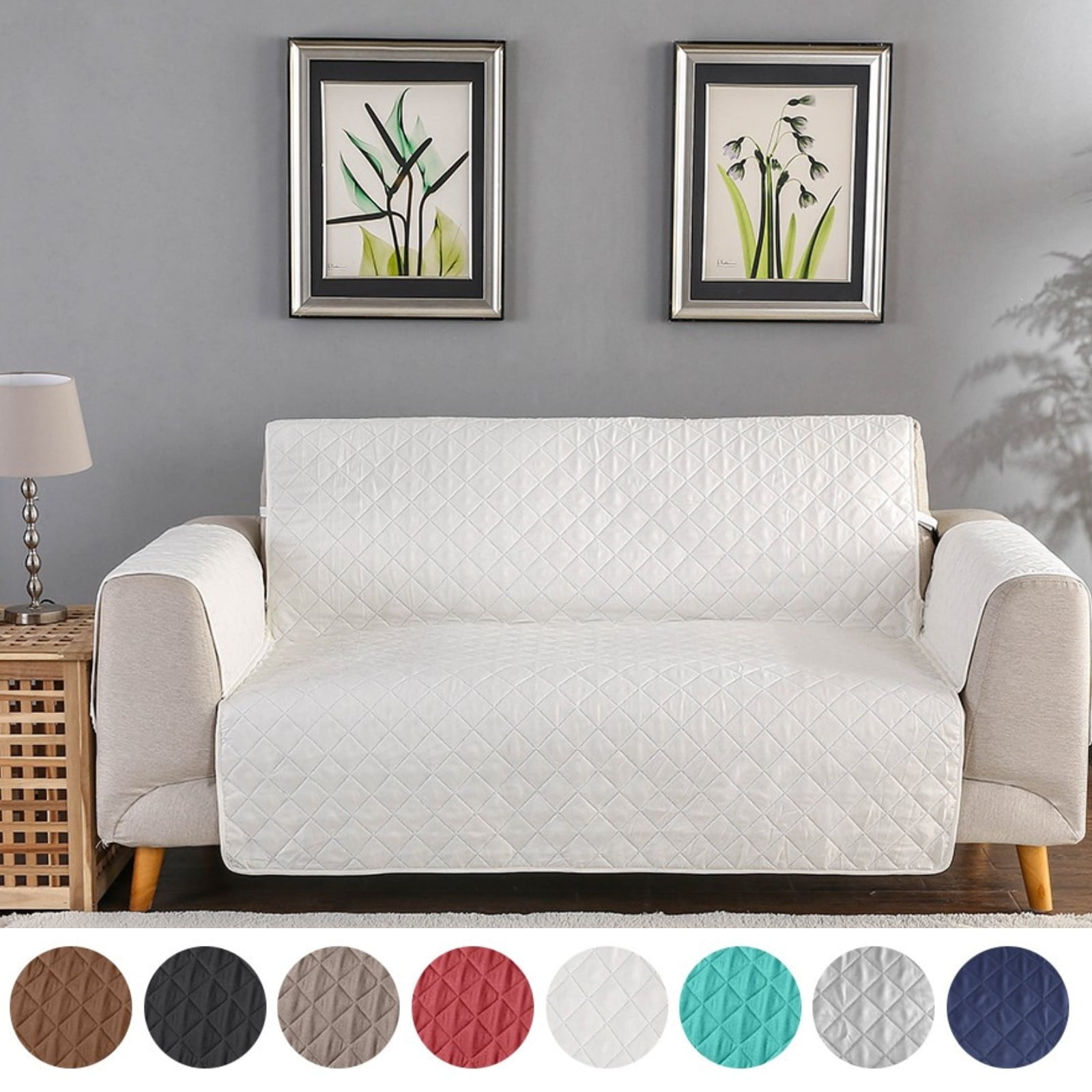 ANMINY Couch Cover Loveseat Waterproof Sofa Cover Beige Nonslip