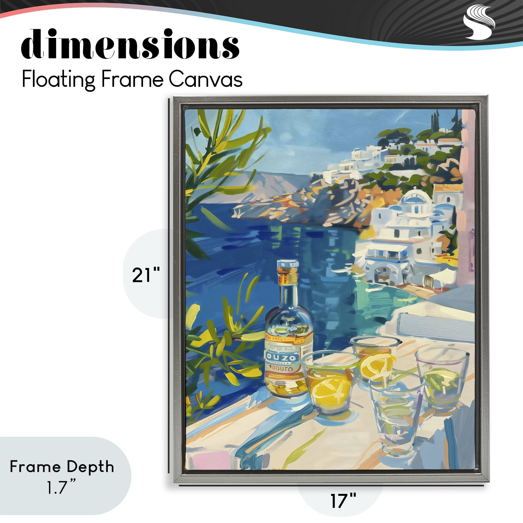 Stupell Industries Drink By The Sea Balcony Gray Framed Floater Canvas Wall Art, design by The Prints Vibe