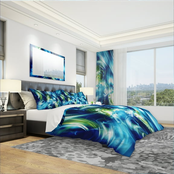 Designart 'Green and Blue Shine' Modern & Contemporary Duvet Cover Set