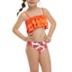 thumbnail image 5 of Augper Girls Casual Cute Print Double Ruffle Split Swimsuit Beach Two-Piece Set, 5 of 8