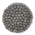 thumbnail image 2 of Hand Made Felt Ball Trivets from Nepal Round Dark Grey Global Groove T, 2 of 2