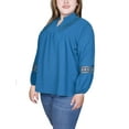 thumbnail image 2 of Plus Size Long Sleeve Blouse With Crochet Trim, 2 of 3