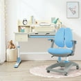 thumbnail image 3 of Gymax Enfants Table de Dessin Réglable en Hauteur Bureau d'Étude et Chaise W / Étagère Bleu, 3 of 10