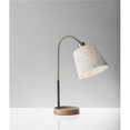 thumbnail image 1 of Antique Brass & Black Metal Desk Lamp with USB Charging Station Wood Base, 1 of 1