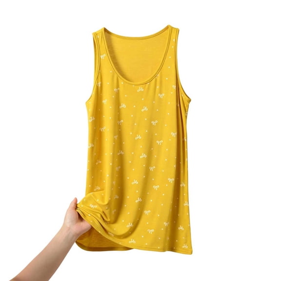 GigrtiJin Plus Size Pajamas for Womens Casual Bow Print Sleeveless Tank Tops Womens Baggy Loungewear Crew Neck Tank Tops XL-5XL