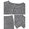 thumbnail image 4 of Chiclily Soft & Comfy Lounge Sets for Women Dark Gray M Ribbed Knit Long Sleeve Top and Biker Shorts 2 Piece Loungewear Pajamas Set, 4 of 5