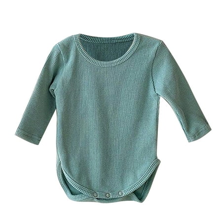 

Unisex Baby Onesie Clothing Solid Color Ribbed Cotton Long Sleeve Rompers Bodysuit Clothes Toddler Cute Daily Play