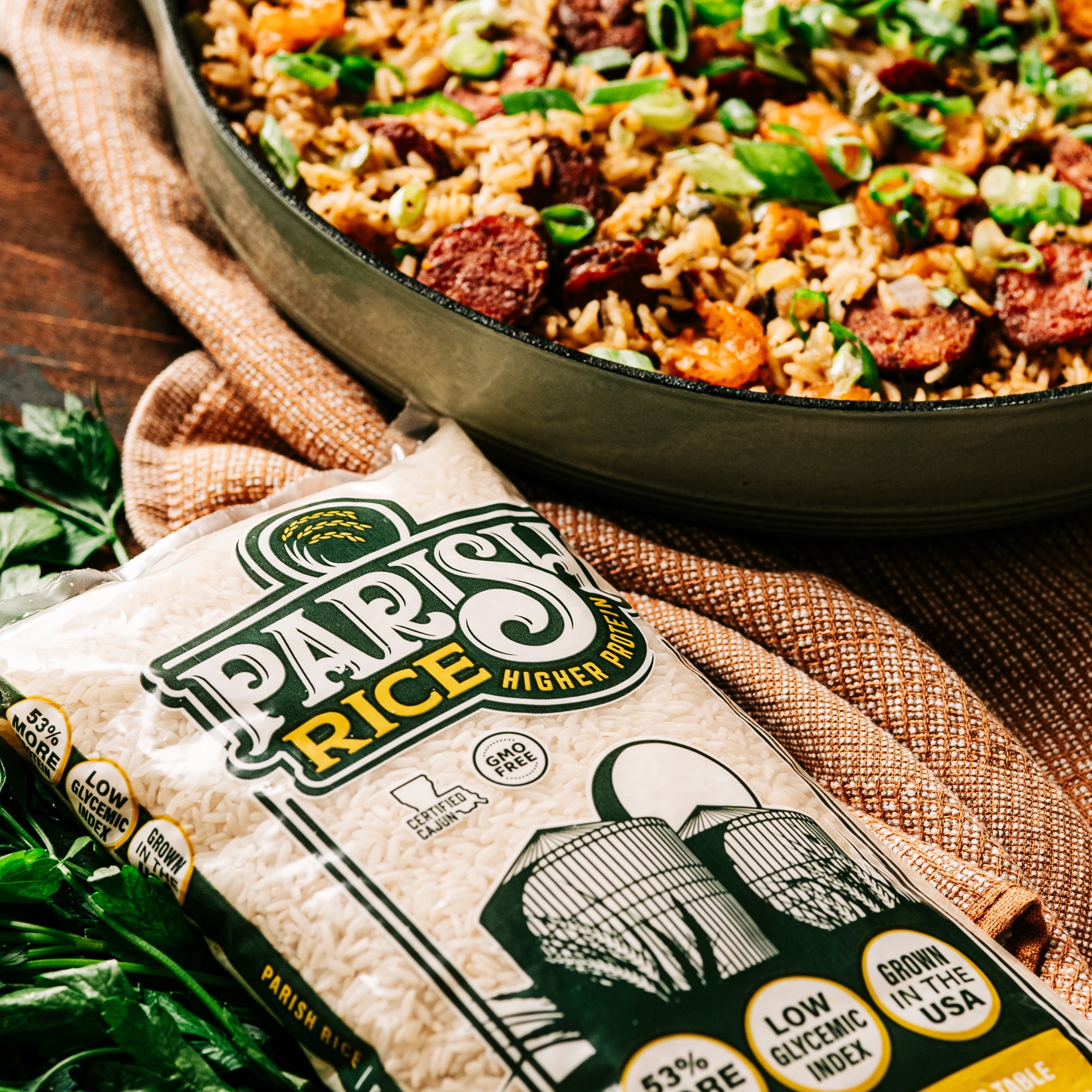 (2 pack) Parish Rice, High Protein, Long Grain White Rice with Low Glycemic Index, 2lb Bag