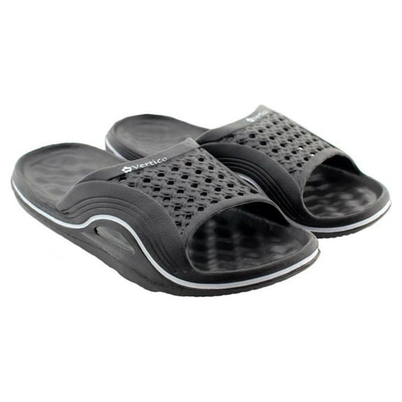 Women's Vertico Slip-On Shower Slides Home Shoes - Beach, Pool, or House Sandals - Black